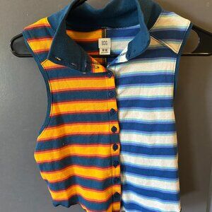 BDG Urban Outfitters Retro Striped Sleeveless Polo Top